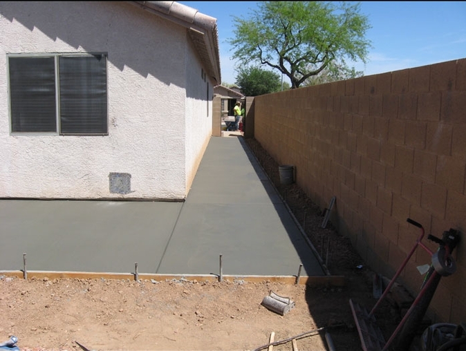 Extended concrete patio and sidewalk